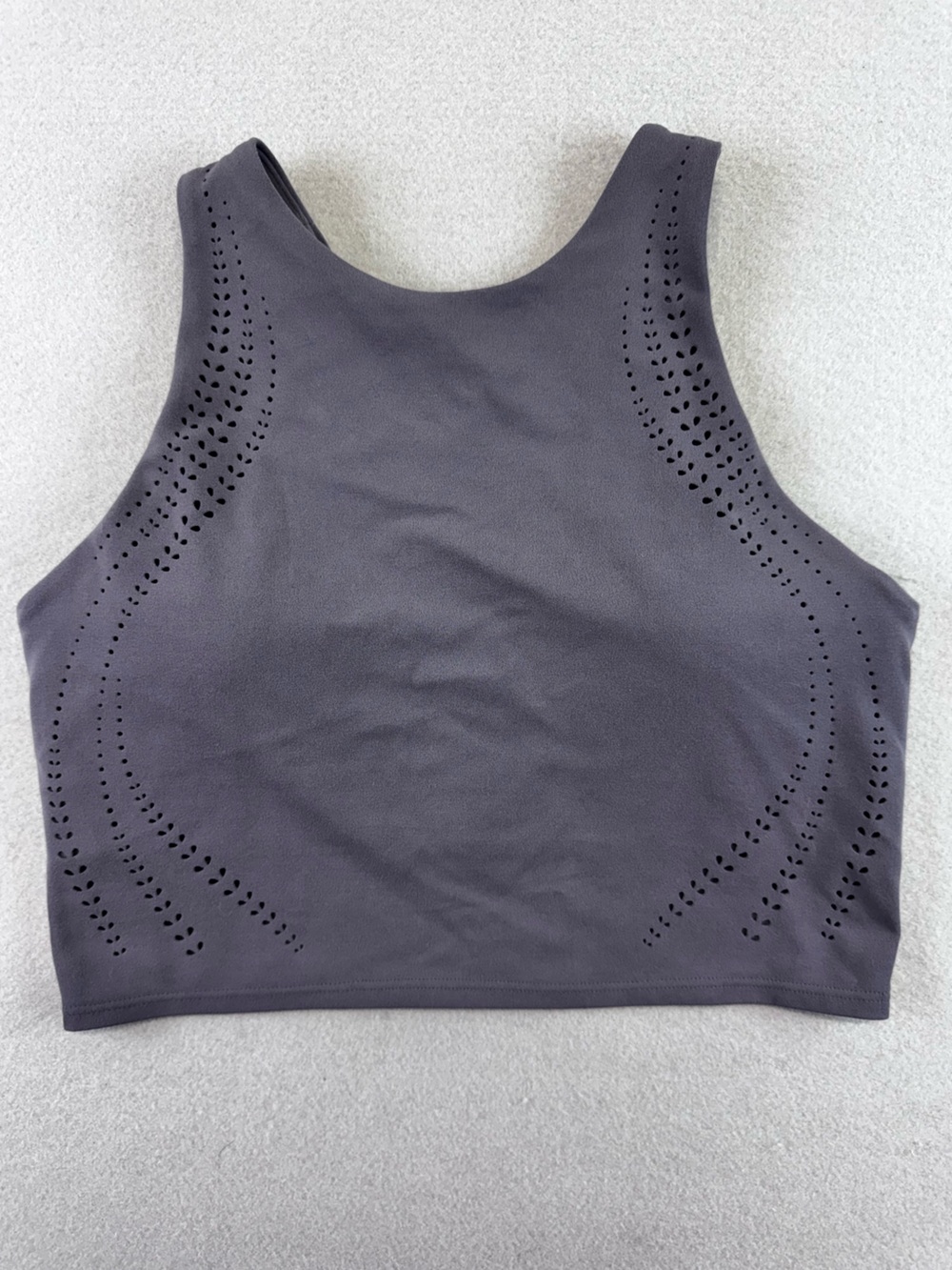 Athleta High Neck Sports Bra Decorative cut‎ outs — Gray